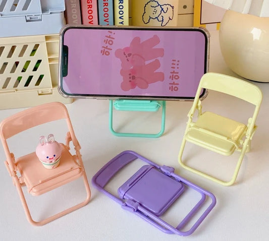 Cute cell phone holder, Desktop phone stands, Colorful mini chairs phone stand for desk, Portable smartphone stands, Phone holder for travel