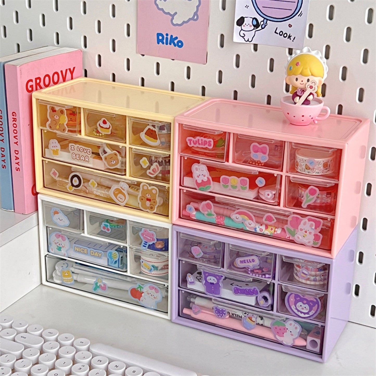 6 drawer desktop cabinet, Cute desktop storage cabinet, Colorful jewelry organizer