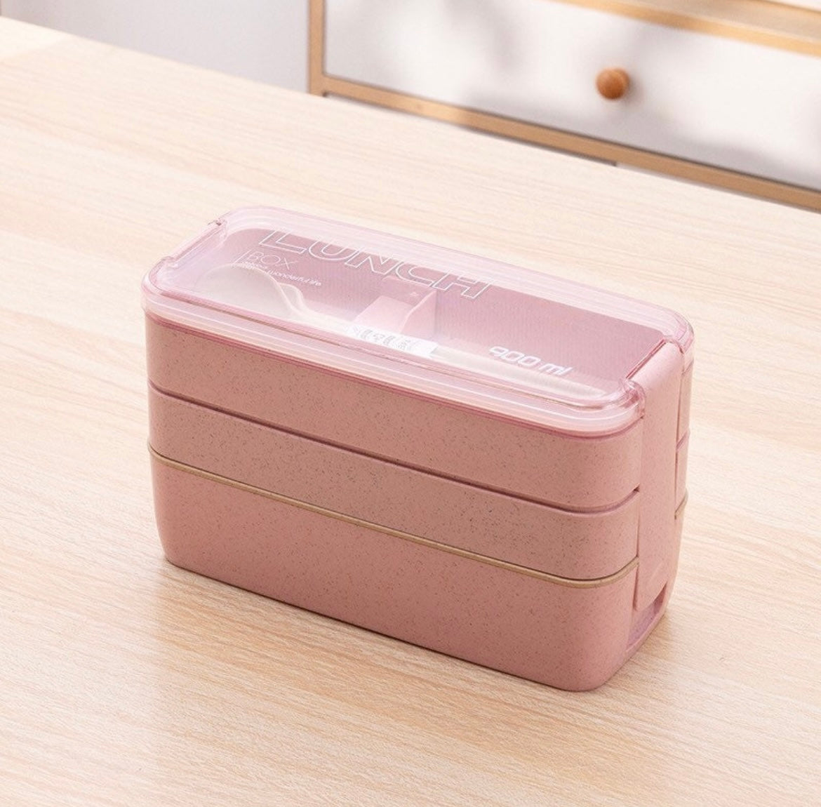 Microwave safe bento box with tableware, 3 stackable lunch box, Japanese style bento box