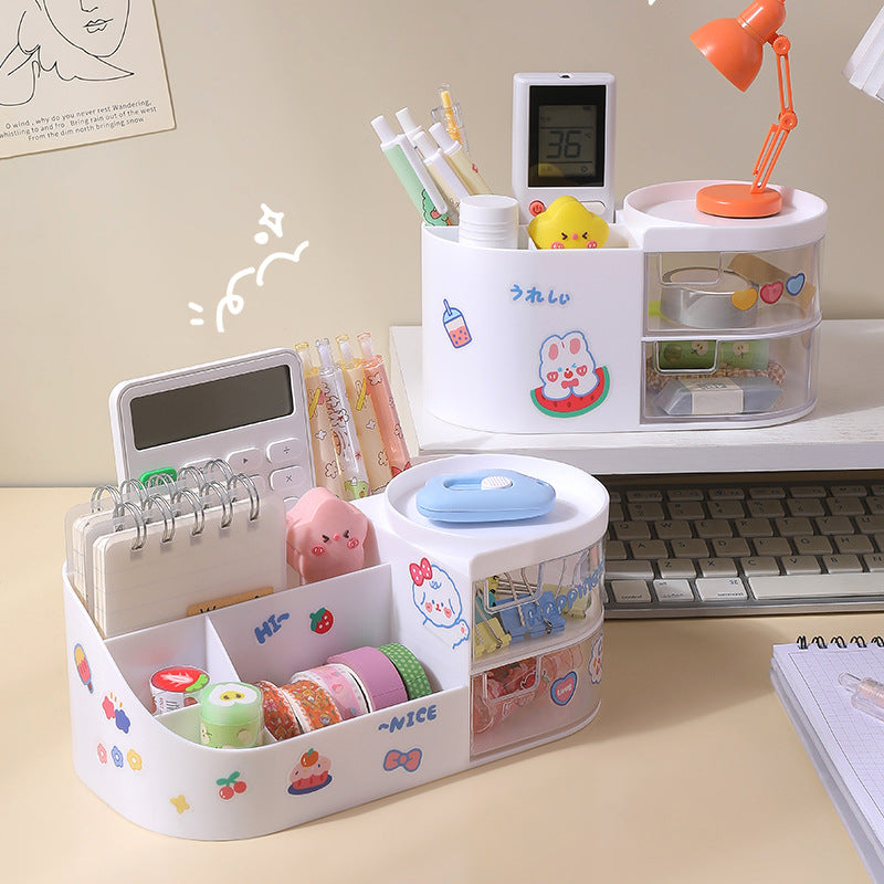 Desktop storage box, Cute storage drawer, Desk storage cabinet, Multi sections organizer, Office storage box, Table organizer