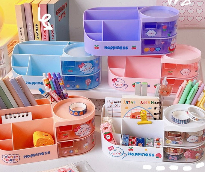 Desktop storage box, Cute storage drawer, Desk storage cabinet, Multi sections organizer, Office storage box, Table organizer