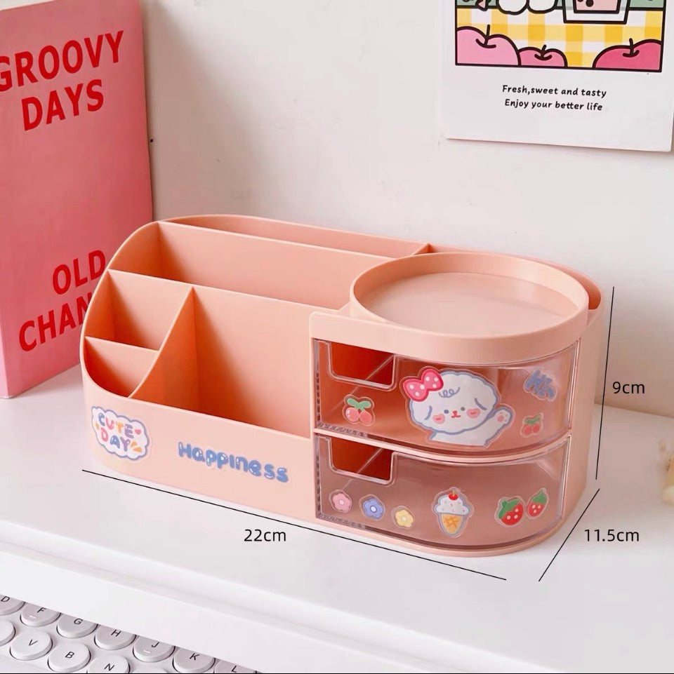 Desktop storage box, Cute storage drawer, Desk storage cabinet, Multi sections organizer, Office storage box, Table organizer