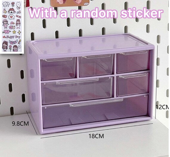 6 drawer desktop cabinet, Cute desktop storage cabinet, Colorful jewelry organizer