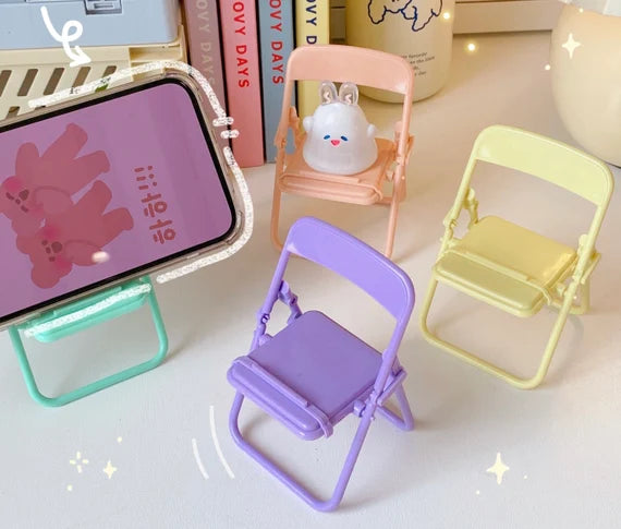 Cute cell phone holder, Desktop phone stands, Colorful mini chairs phone stand for desk, Portable smartphone stands, Phone holder for travel