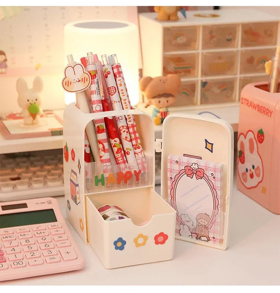 Cute desktop storage box, Mini cabinet, Small refrigerator model container, Make up brush and pen holder, Multi sections organizer