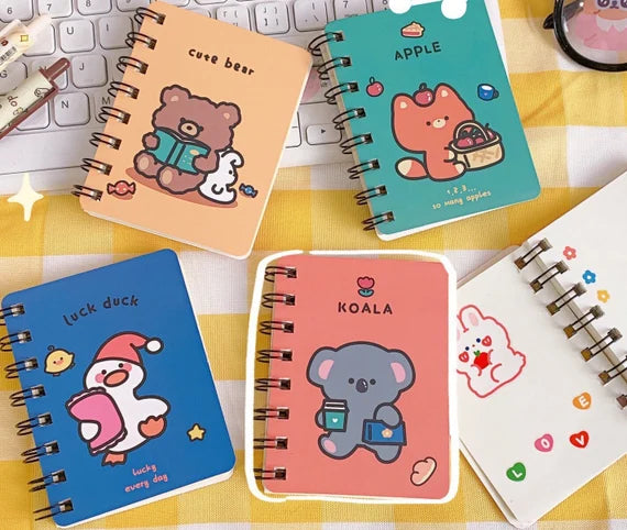 Cute mini notebook, Portable blank note book, Cartoon notepad,  Hardcover mini planner