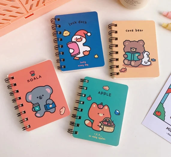 Cute mini notebook, Portable blank note book, Cartoon notepad,  Hardcover mini planner