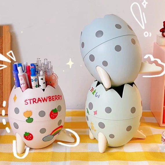 Cute pen holder, Dinosaur egg organizer, Egg shaped container, Desktop storage box, Makeup brush holder, Pencil holder