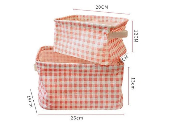 Cotton storage basket, Foldable storage bin, Cute pink organizer, Bedside organizing, Desktop organizer, Portable storage box for travel