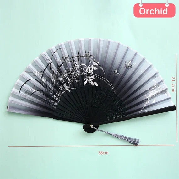 Traditional Asian style folding fan, Japanese Sakura hand fan, Chinese printed flower fan, Artistical bamboo fan, Vintage handheld fan