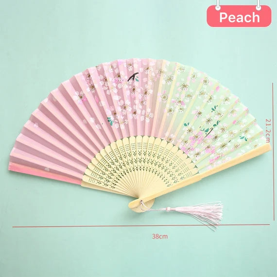 Traditional Asian style folding fan, Japanese Sakura hand fan, Chinese printed flower fan, Artistical bamboo fan, Vintage handheld fan